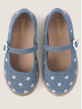 Gymboree Denim Blue Floral Mary Jane Shoes